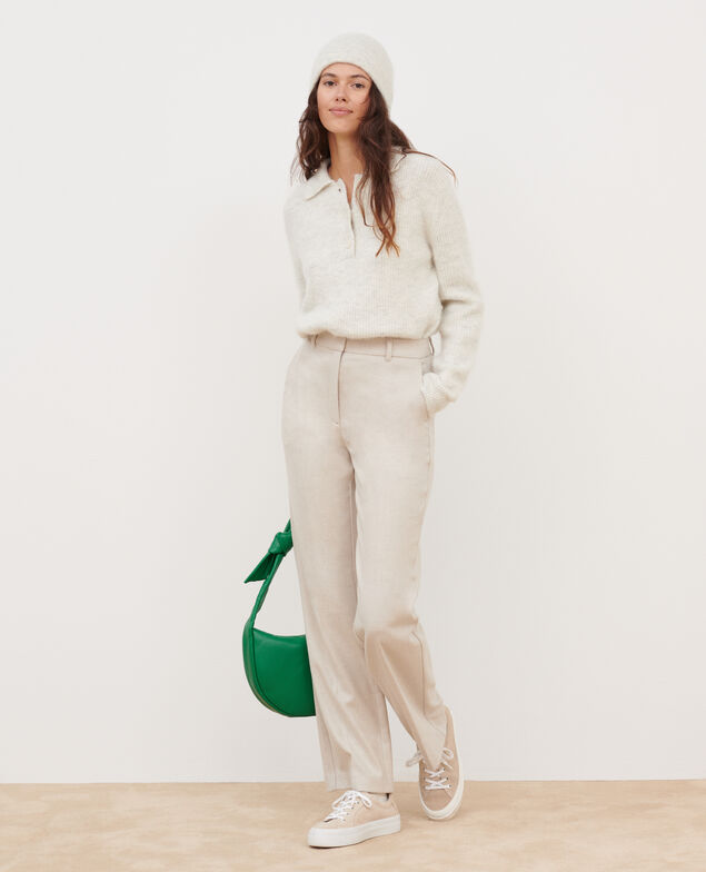 BLANDINE - Pantalón recto de franela 8838 40 cream 2wpa037w17