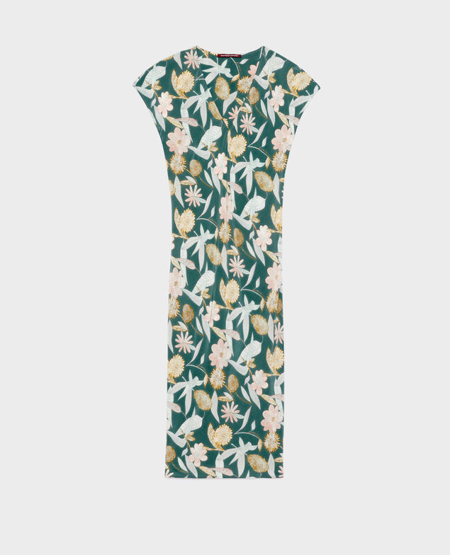 Vestido midi fluido 0331 kaki aubepine