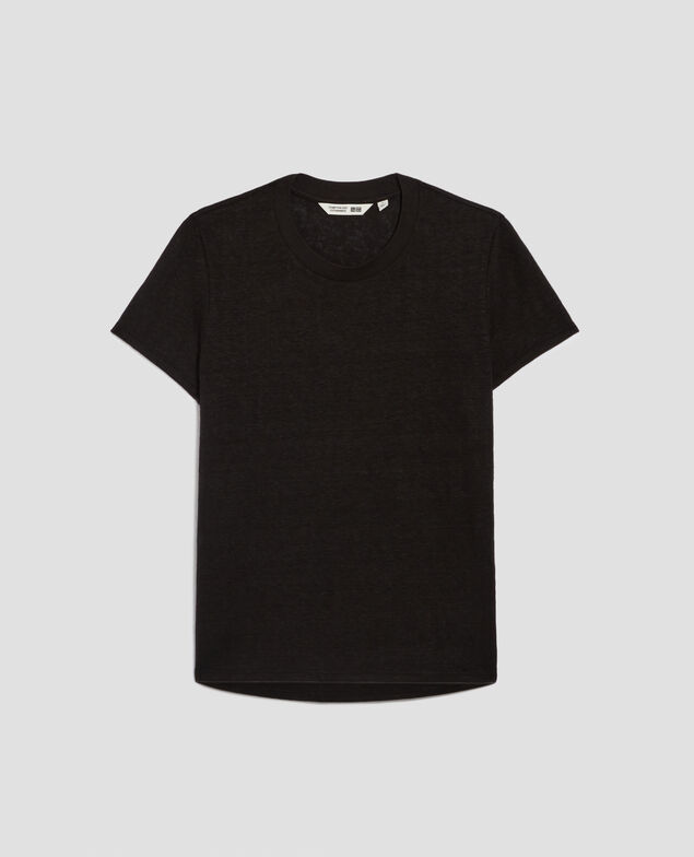 AMANDINE - Camiseta con cuello redondo de lino H091 black beauty