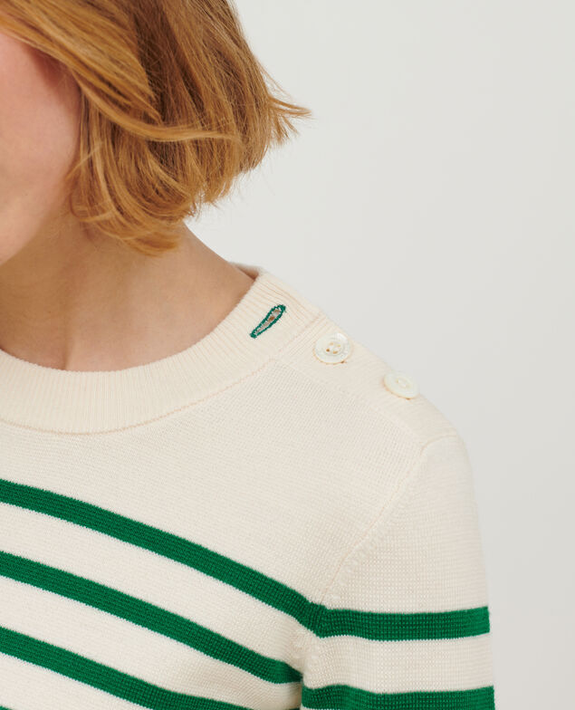 MADDY - Jersey marinero de lana merina A553 green stripe 2wju244w21