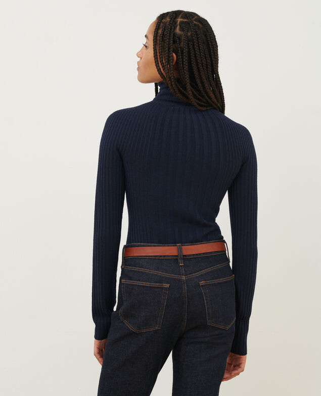 Jersey cuello vuelto de lana merino A699 navy knit