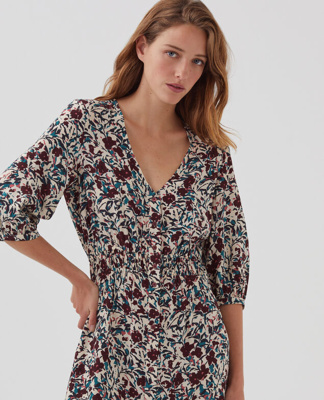 LUDIVINE - Vestido largo fluido J751 leaf burgundy
