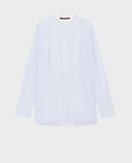 Camisa de algodón con bajo redondeado 0622 blue medium stripes 3ssh289c21