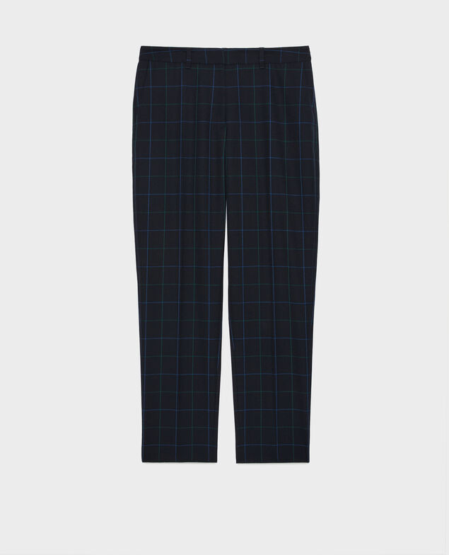 MARGUERITE - Pantalón cigarette de lana A694 navy check