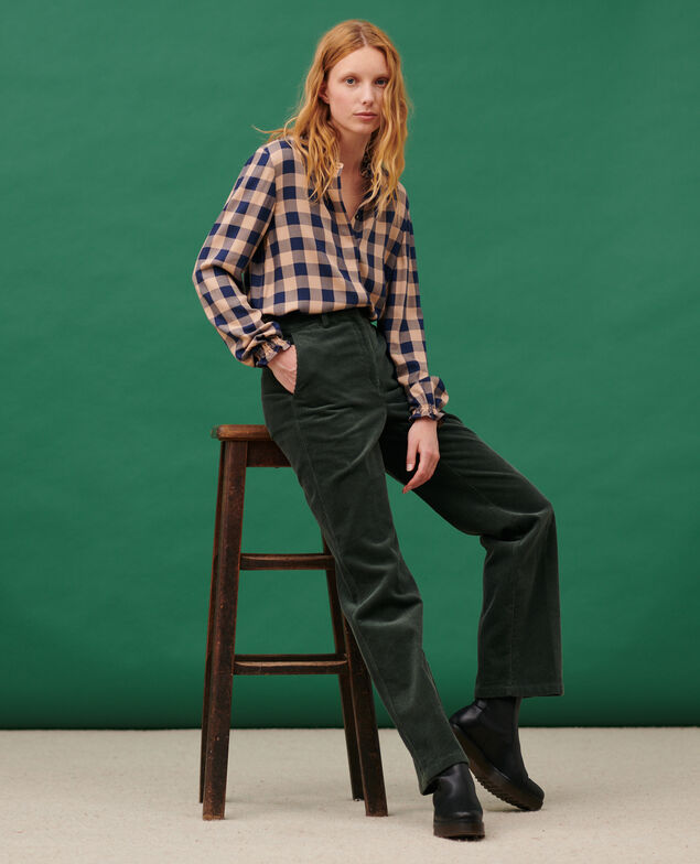 BLANDINE - Pantalón recto de pana 8817 58 darkgreen