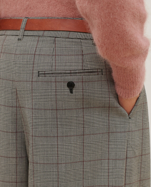 YVONNE - Pantalón amplio de lana A030 grey check 3wpa010w04