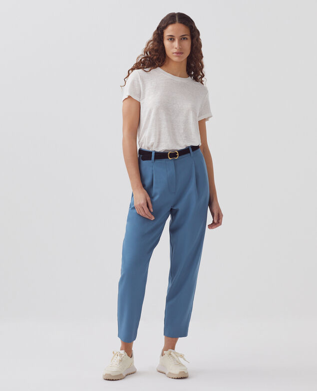 PEGGY - Pantalón carrot de lana A622 blue horizon