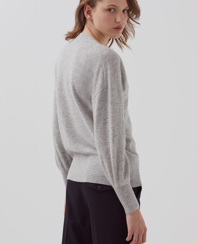 Jersey con cuello de pico de cachemir I020 ashen gray