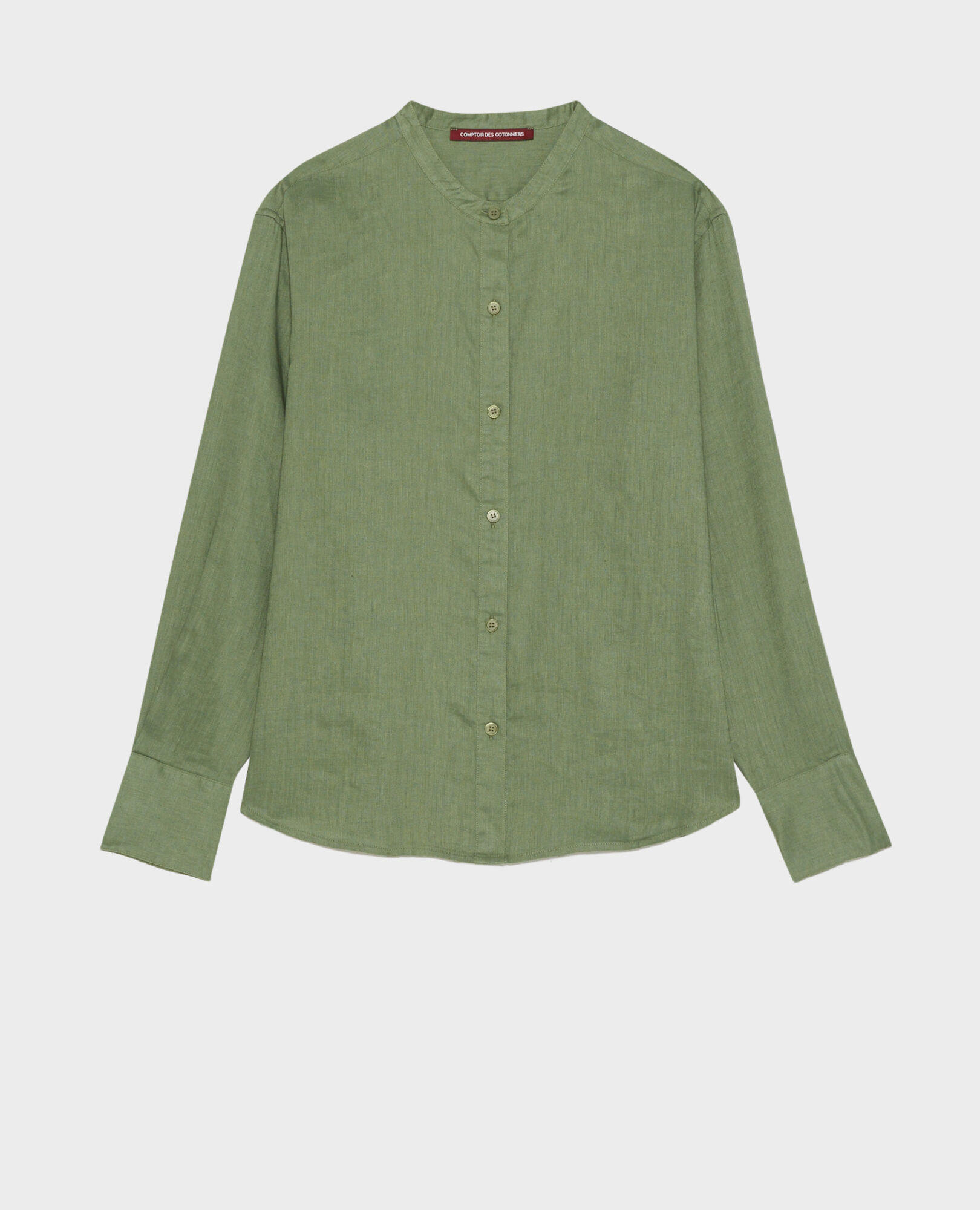 Camisa de lino sin cuello 52 green 2ssh233f04