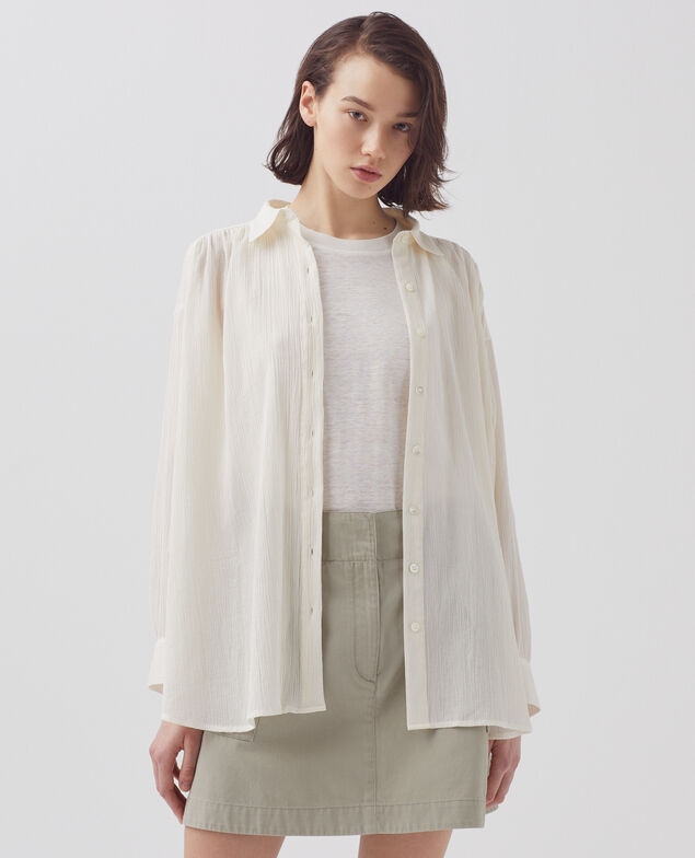 Blusa de algodón plisado H303 white swan