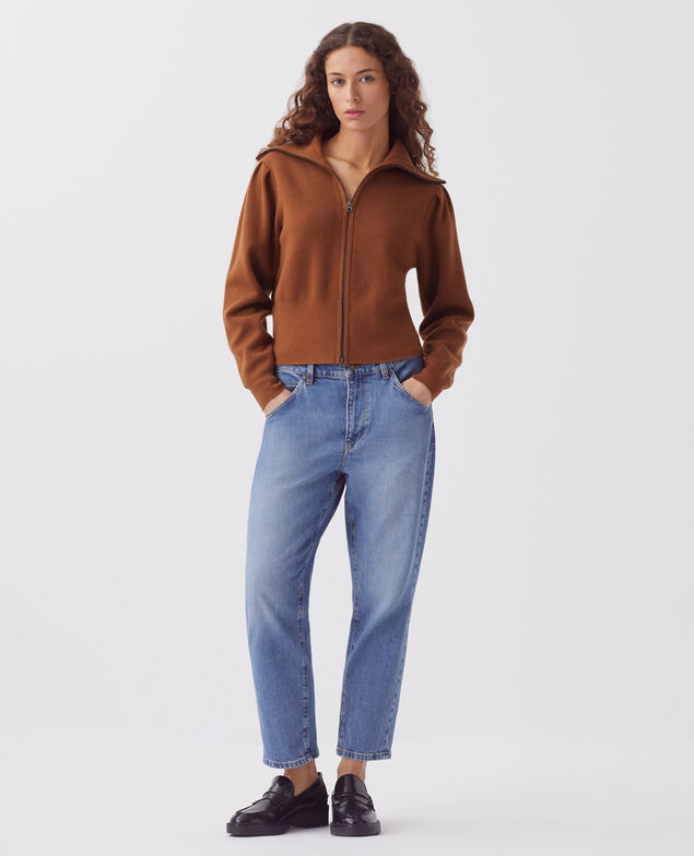 Cárdigan con cremallera con lana merino I360 brown