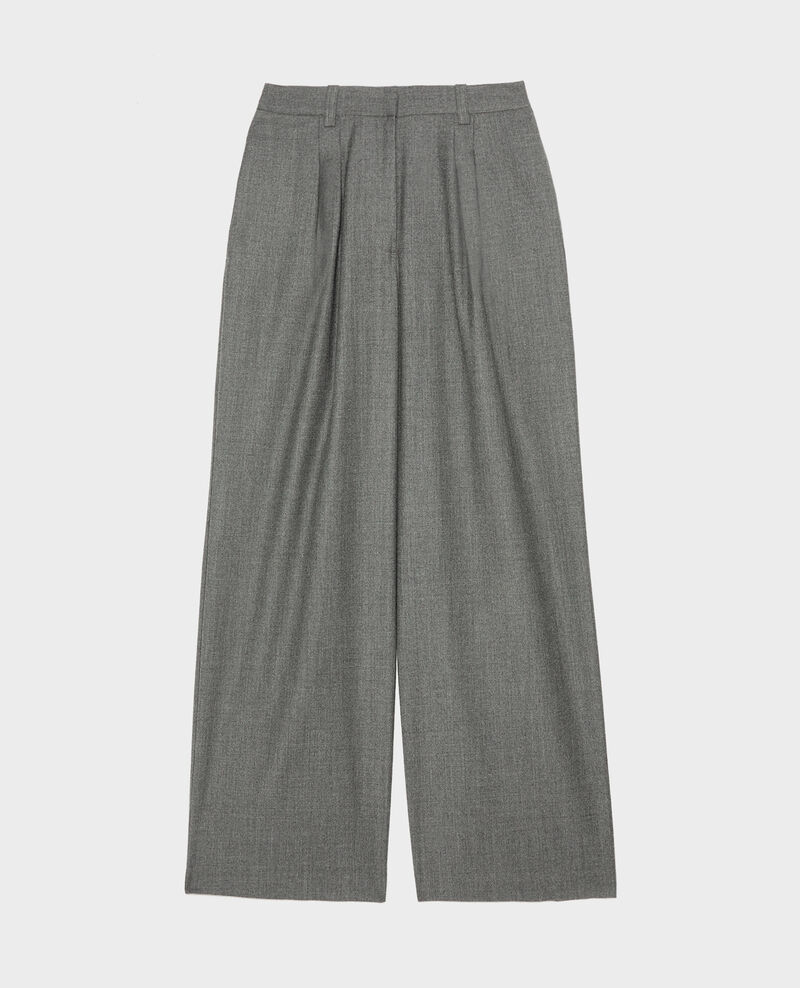 YVONNE - Pantalón ancho de lana con talle alto Medium grey melange Mafare