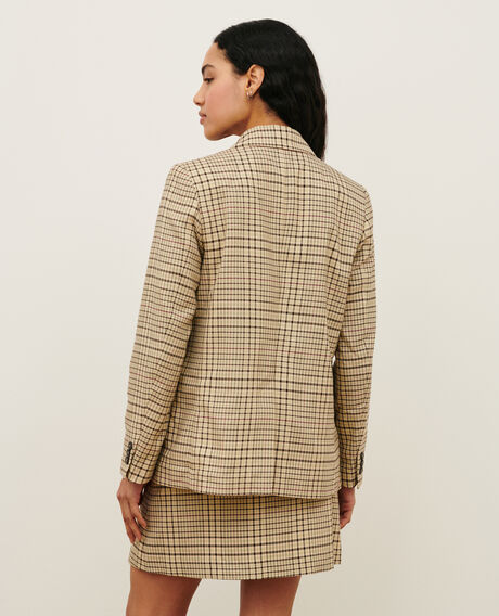 Chaqueta blazer de algodón mezclado 0400 cream checks 3sja272c04