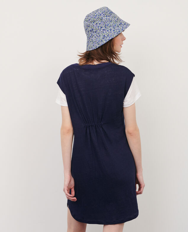 Vestido corto de lino 68 blue