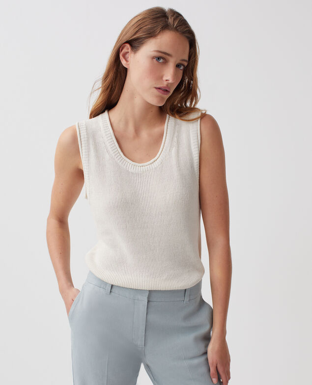 Top largo de lino H303 white swan
