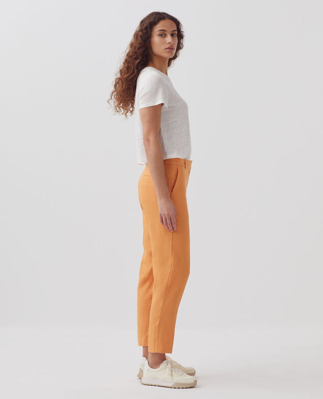 MARGUERITE - Pantalón cigarette de lino H220 apricot tan