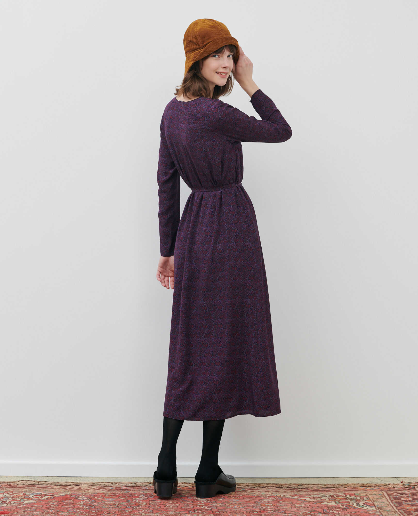 Vestido largo de seda Paisley purple Paarsa
