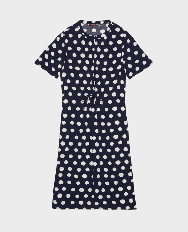 Vestido recto y fluido Dots maritime blue