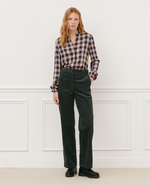 BLANDINE - Pantalón recto de pana 8817 58 darkgreen