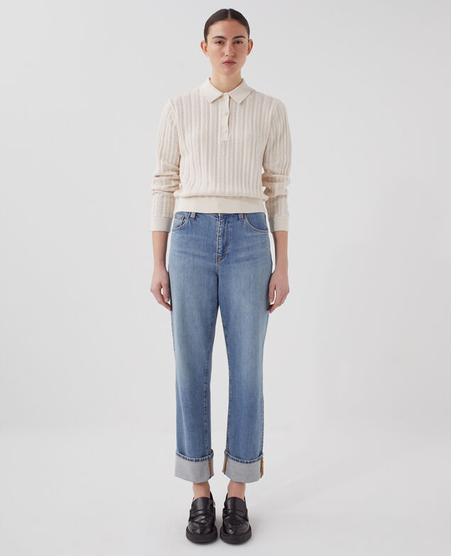 Jersey cuello polo de algodón U010 off white