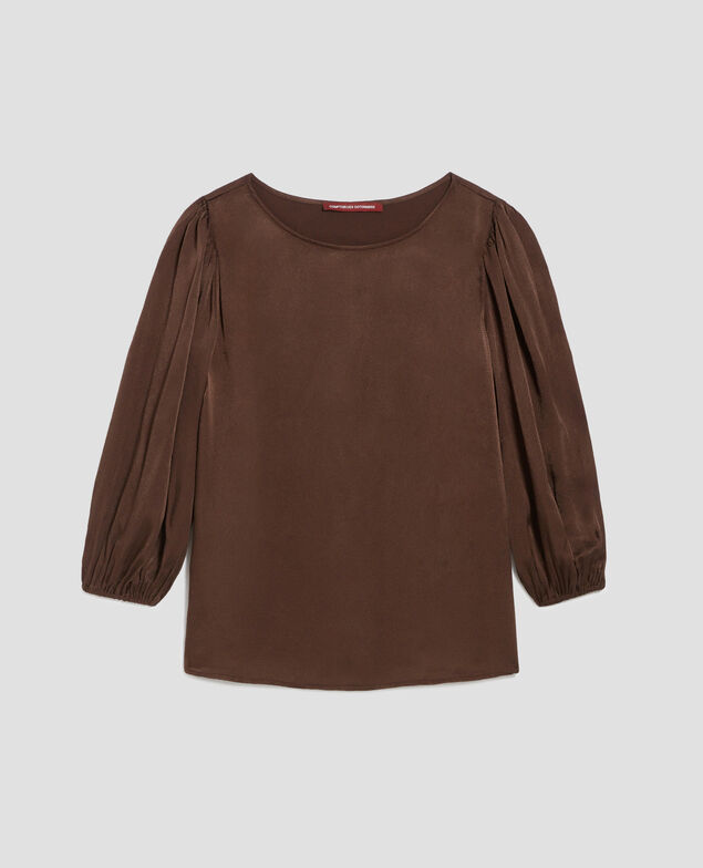 Blusa fluida de manga 3/4 I390 coffee bean