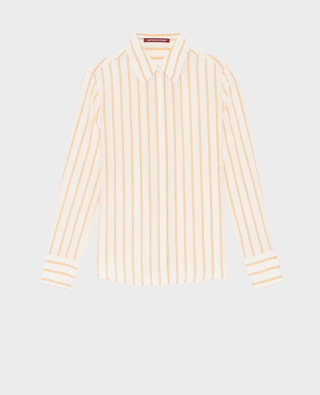 SYBILLE - Camisa de seda A012 white stripe 3ssh214s01