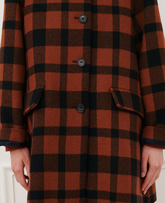 Abrigo corto de lana mezclada 8861 29 darkorange check