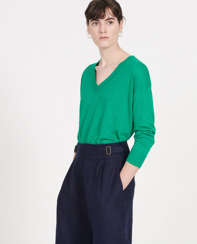 Jersey de lino y algodón bío Golf green