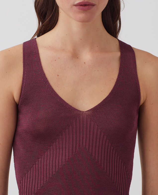 Camiseta de tirantes larga de canalé J750 burgundy