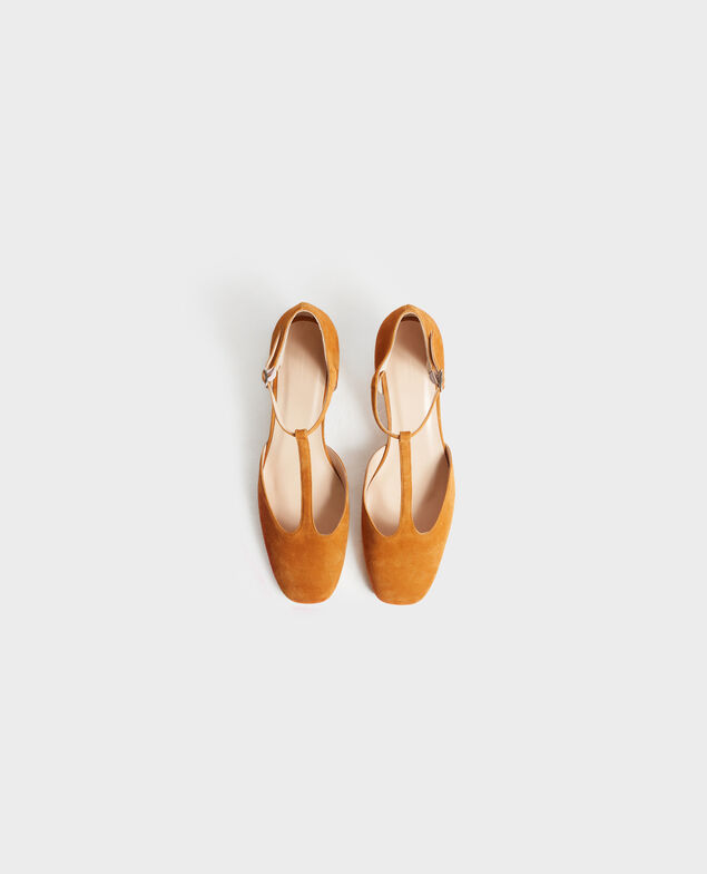 Zapatos salomé de ante con tacón Pumpkin spice