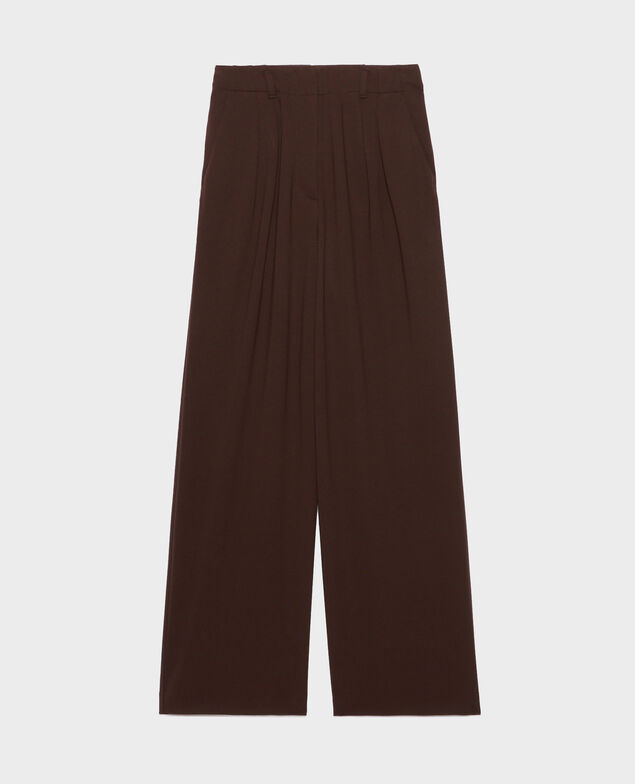 YVONNE - Pantalón amplio y fluido A371 solid brown coffee 3wpj003v08