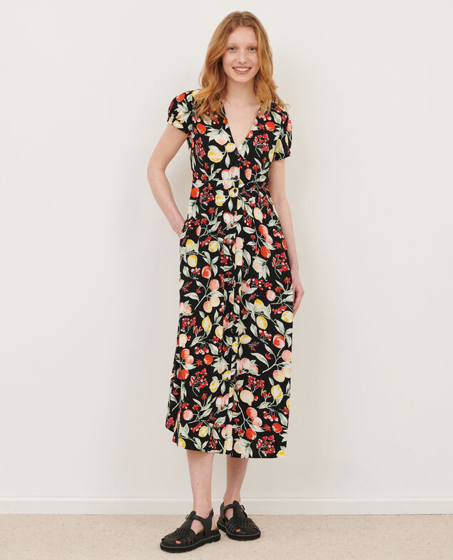 LUDIVINE - Vestido largo fluido 103 print black