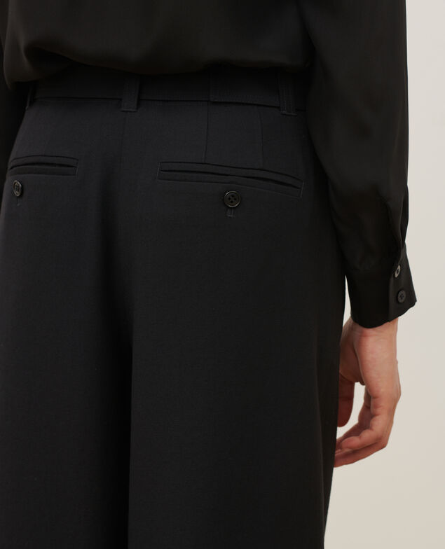 YVONNE - Pantalón amplio de lana y cachemira 8853 09 black
