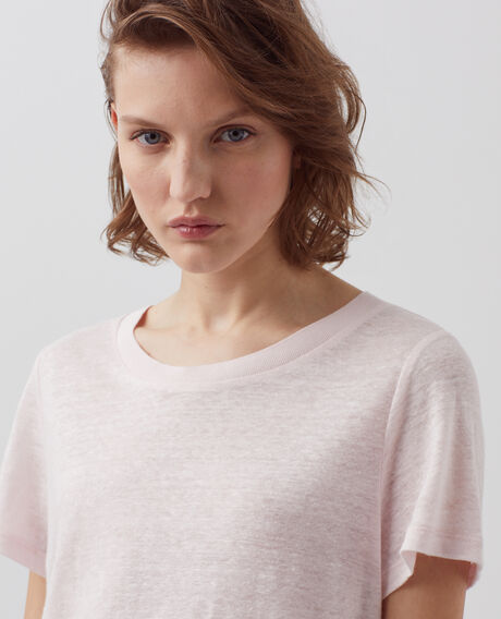 AMANDINE - Camiseta con cuello redondo de lino 0100 pink marshmallow 2ste055f05