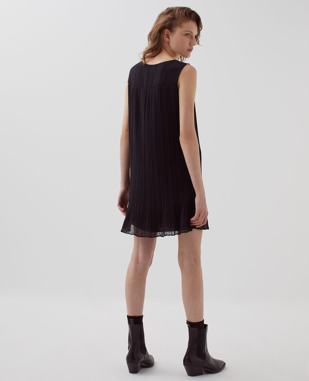 Vestido corto plisado fluido H091 black beauty