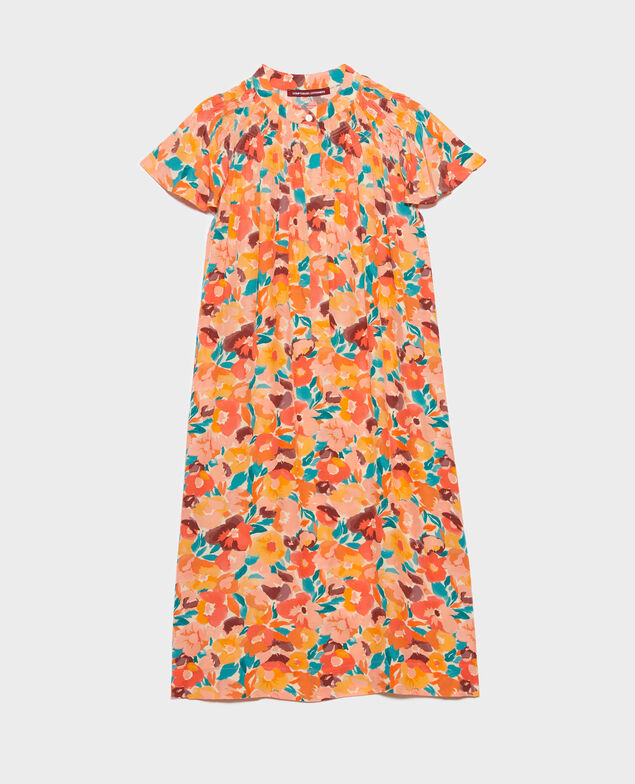 Vestido fluido estampado 0230 fauve orange