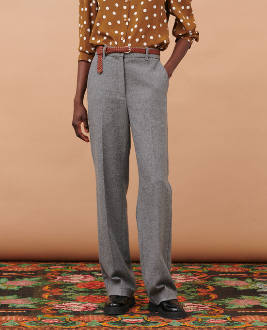 BLANDINE - Pantalón recto de franela 8901 04 GRAY