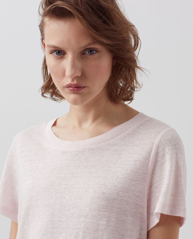 AMANDINE - Camiseta con cuello redondo de lino 0100 pink marshmallow 2ste055f05