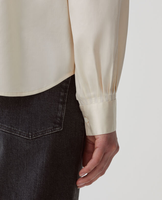 Camisa de algodón satinado I300 pearled ivory