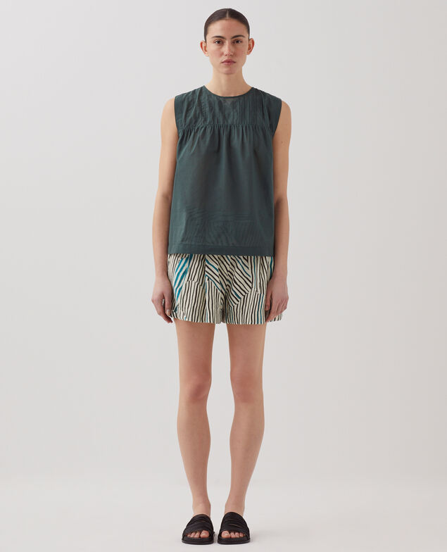 Top sin mangas de gasa de algodón J590 spruce green