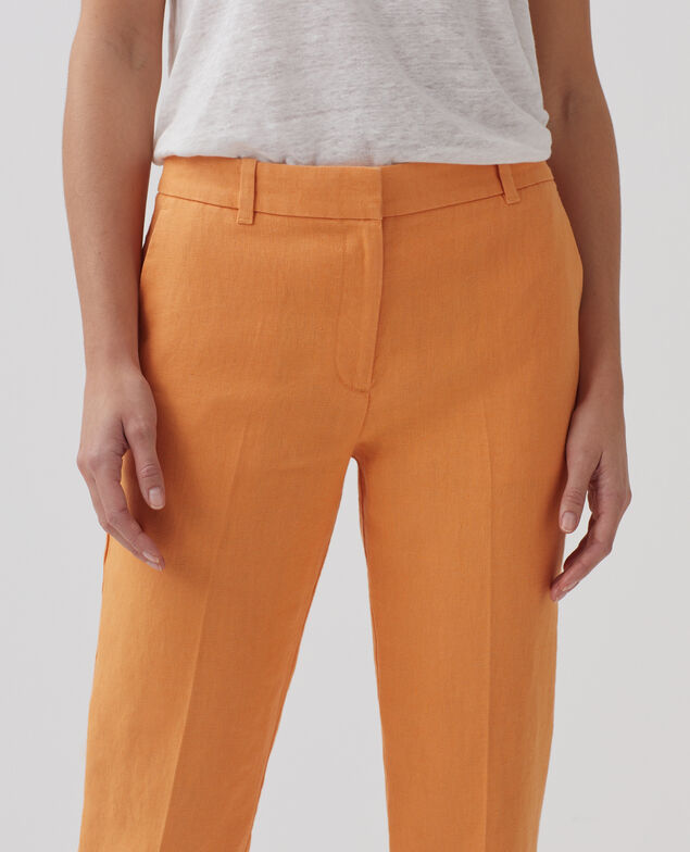 MARGUERITE - Pantalón cigarette de lino H220 apricot tan
