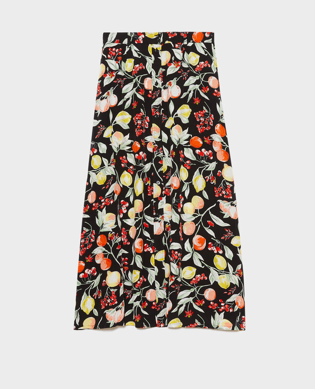 FRANCINE - Falda midi fluida 103 print black