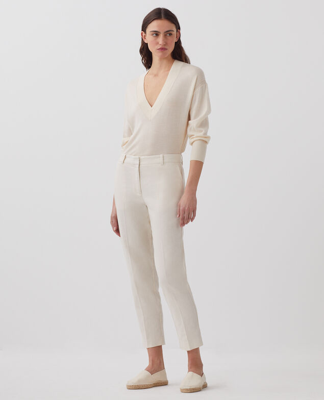MARGUERITE - Pantalón cigarette H303 white swan