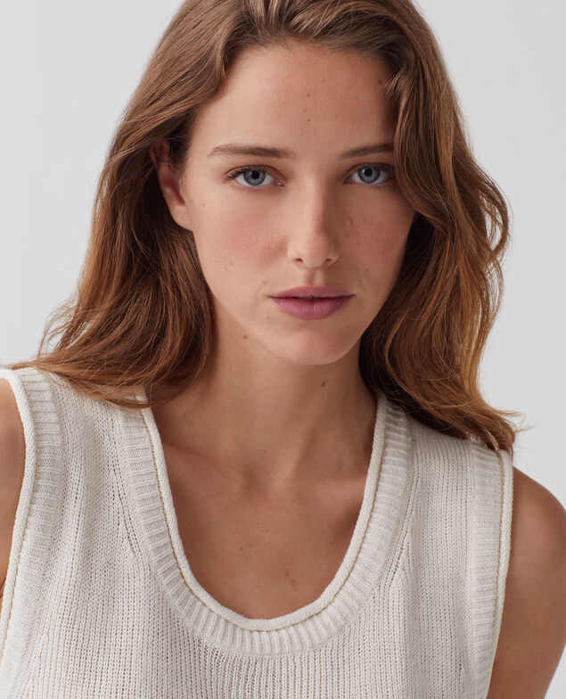 Top largo de lino H303 white swan