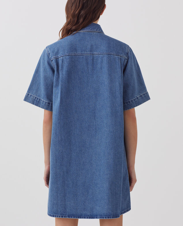 Vestido camisero corto en denim J621 light blue