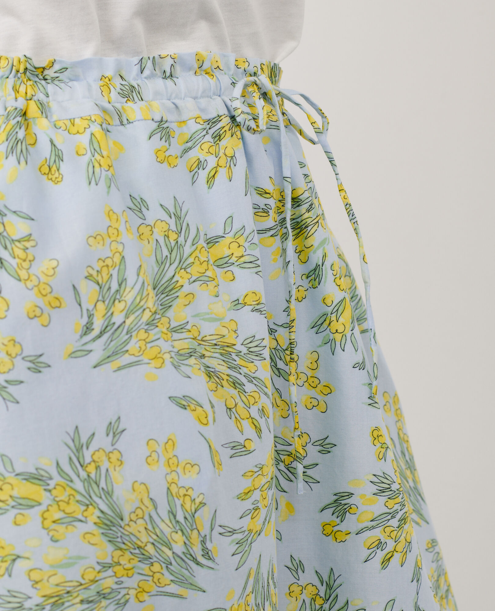 Falda con estampado floral de gasa de algodón 93 print blue 2ssk250c01