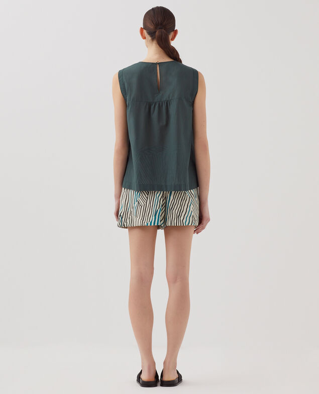 Top sin mangas de gasa de algodón J590 spruce green