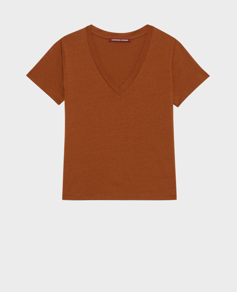 LÉA - Camiseta fluida con cuello de pico Monks robe Paberne