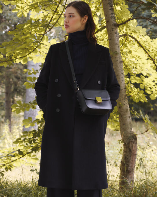 Abrigo largo de lana mezclada 8824 09 BLACK