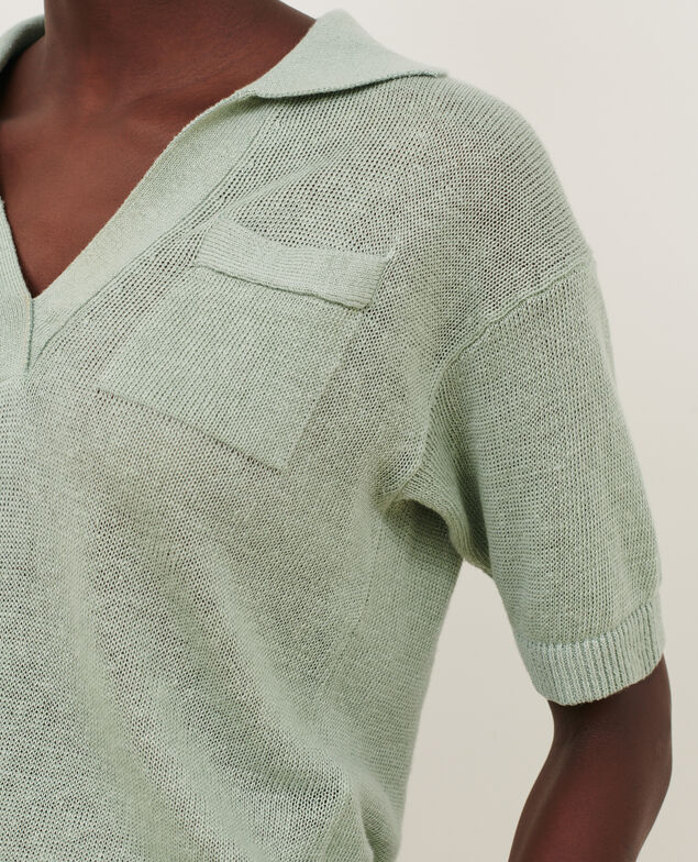 Polo de lino con manga corta 50 green